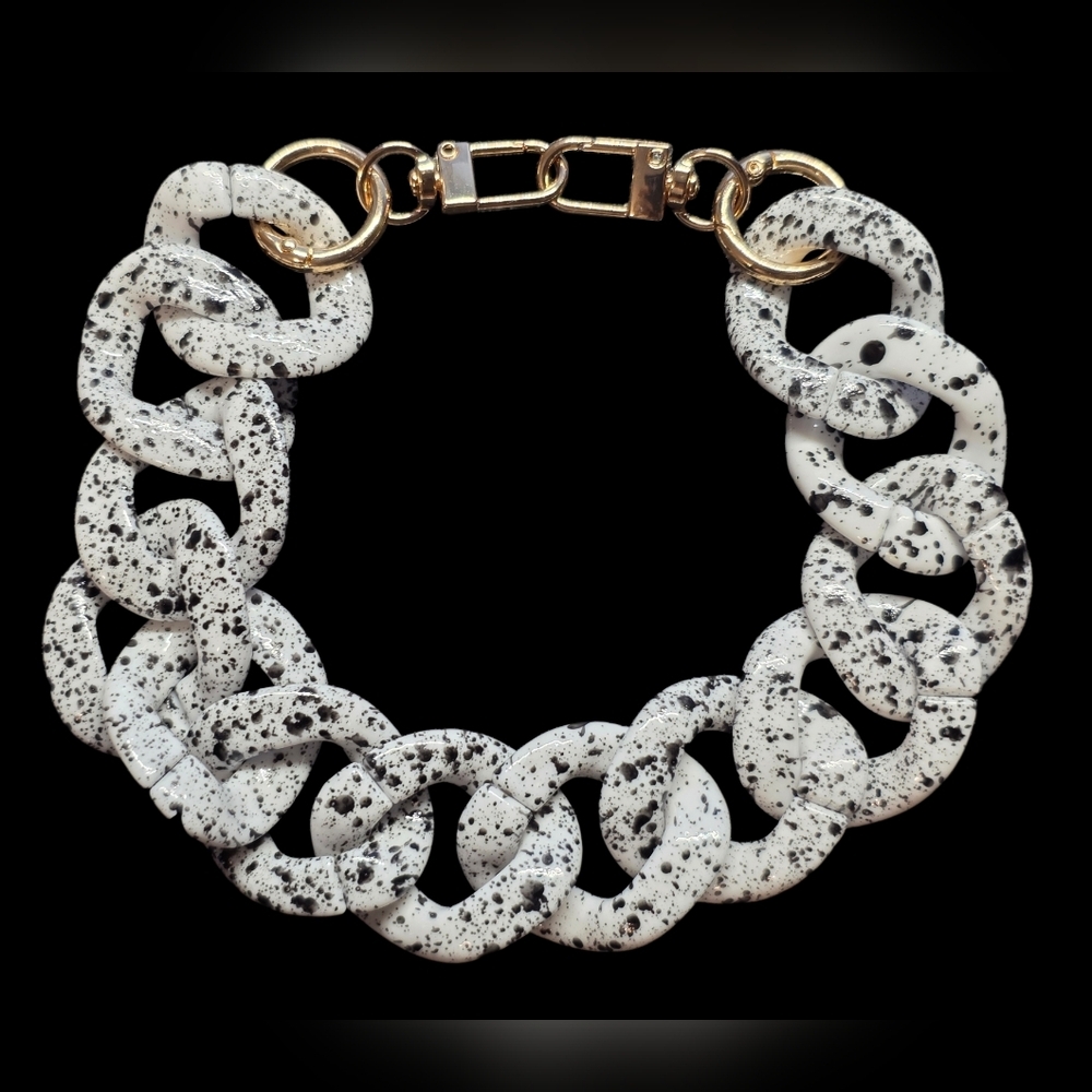 White and Black Speckled Chunky  Bag Chain